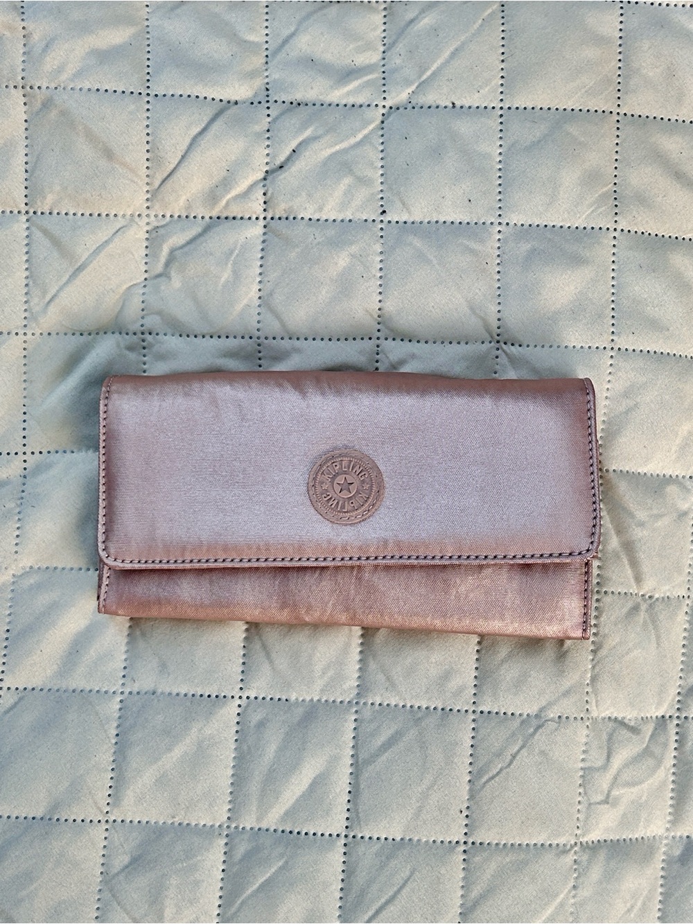 Kipling Metallic Rose Gold Fold-Over Wallet